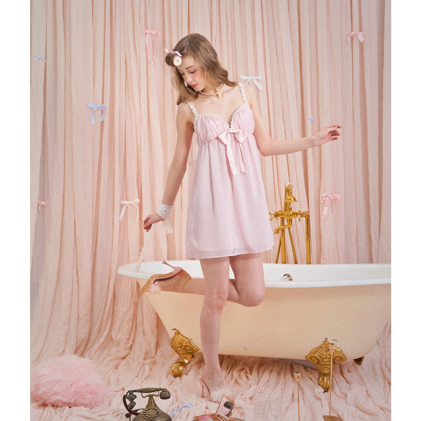 Girly_Fancy_Club_Soft_Mist_Pink_Feather_Trim_Patchwork_Dolllike_Women's_Polyester_Cardigans_1031131056681_MISSTT