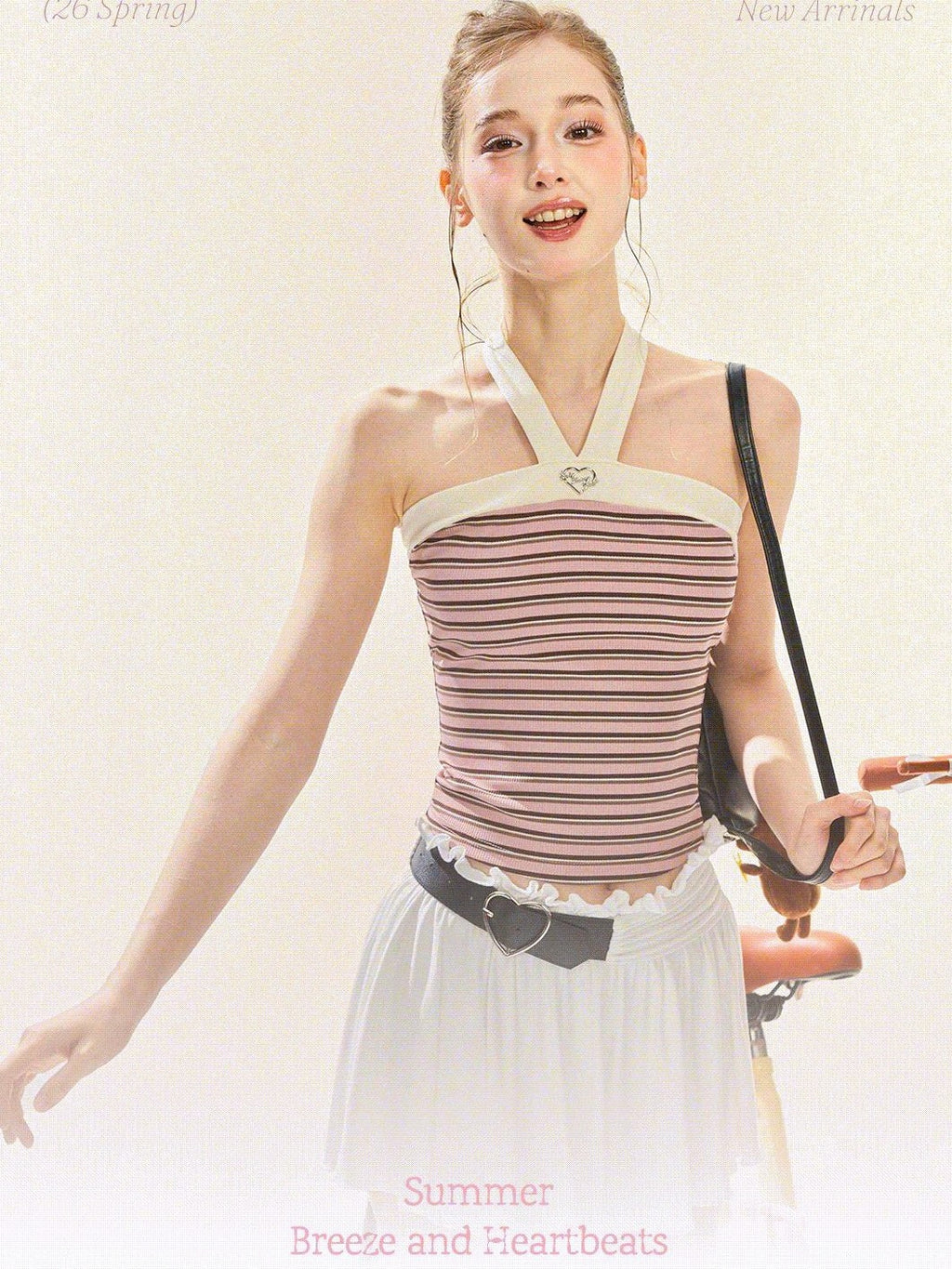 Girly Fancy Club Striped Backless Slim Fit Women's Knitted High Stretch Halter Tops
