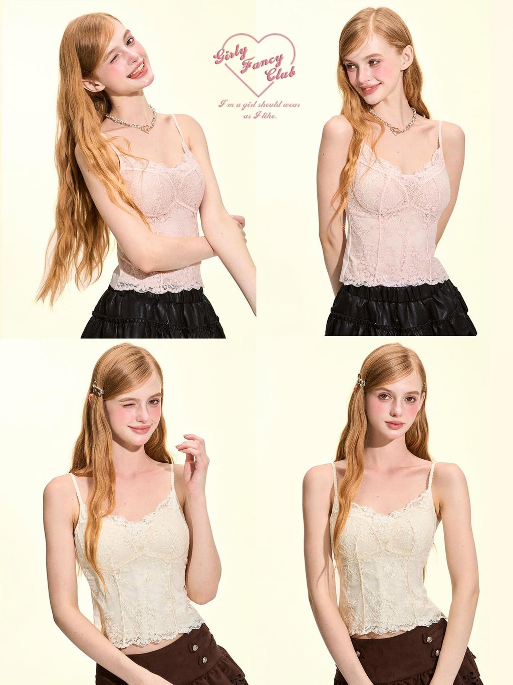 Girly Fancy Club V-neck Solid Slim Fit High Stretch Padded Women's Lace Camisoles