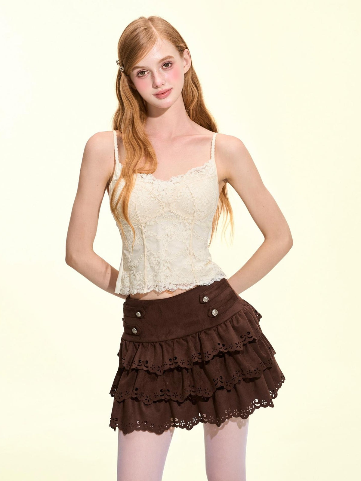 Girly Fancy Club V-neck Solid Slim Fit High Stretch Padded Women's Lace Camisoles