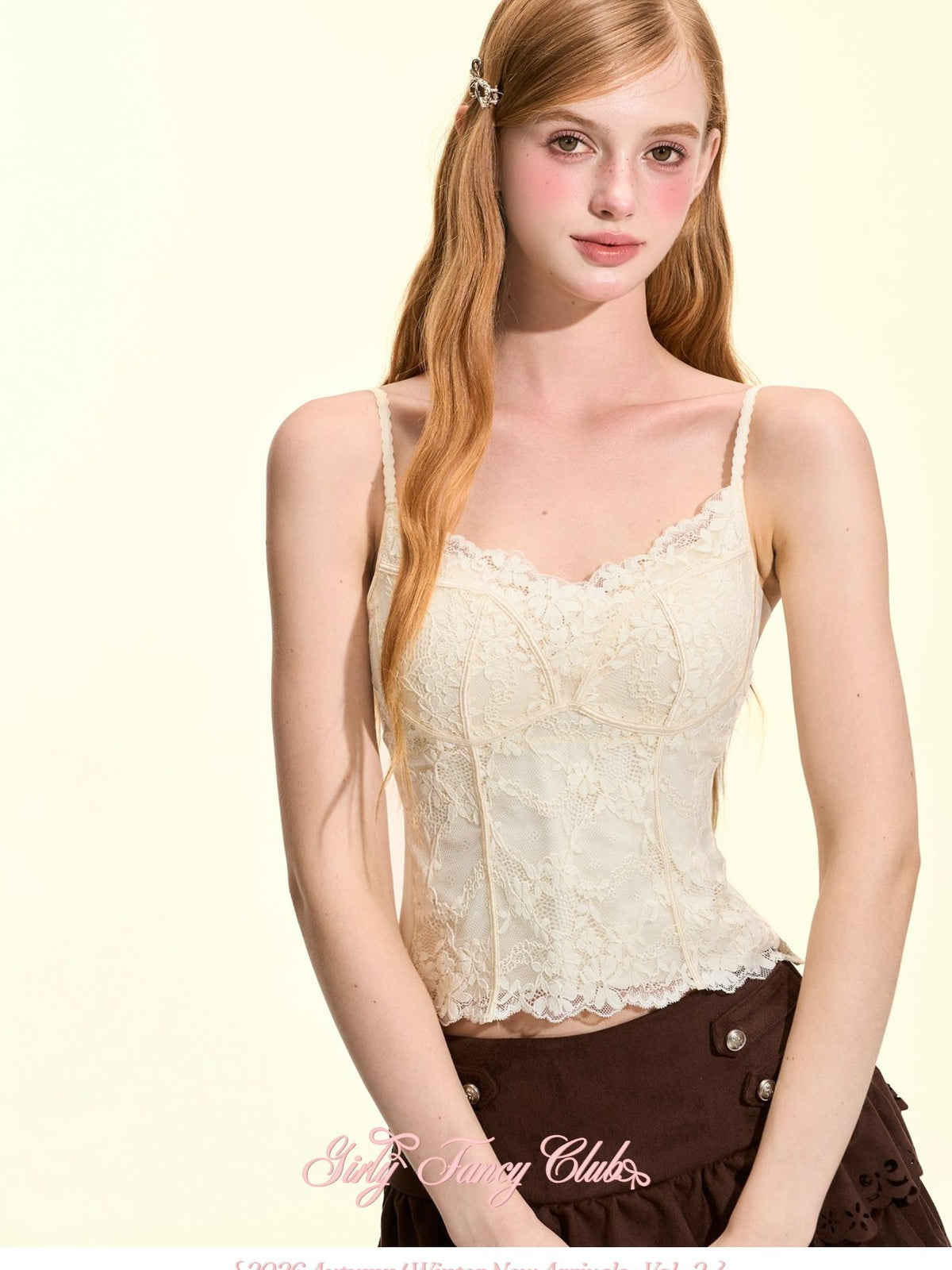Girly Fancy Club V-neck Solid Slim Fit High Stretch Padded Women's Lace Camisoles