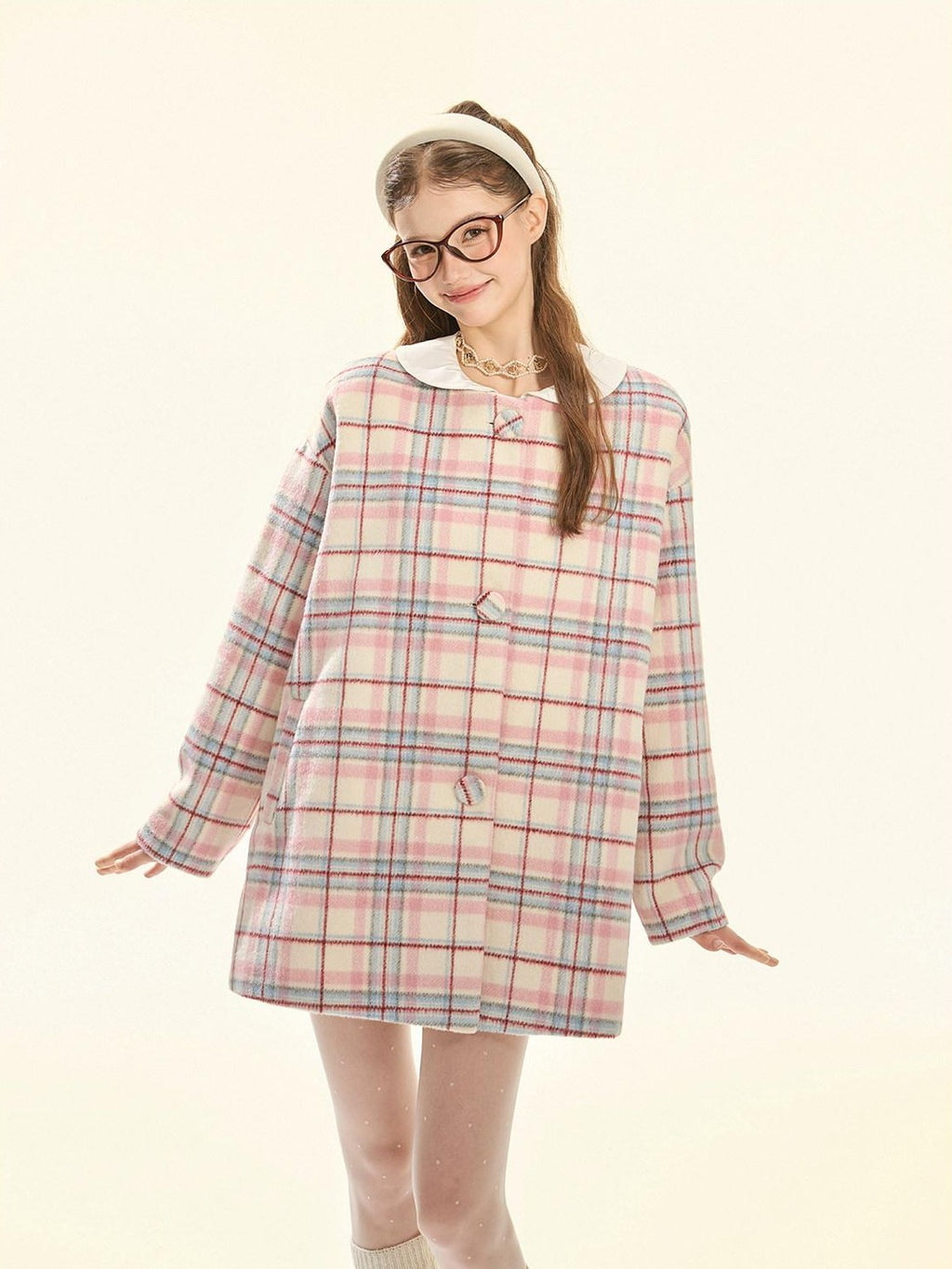 Girly Fancy Club White Accordion Pleat Ruffle Doll Collar Women's Polyester Casual Mini Dresses