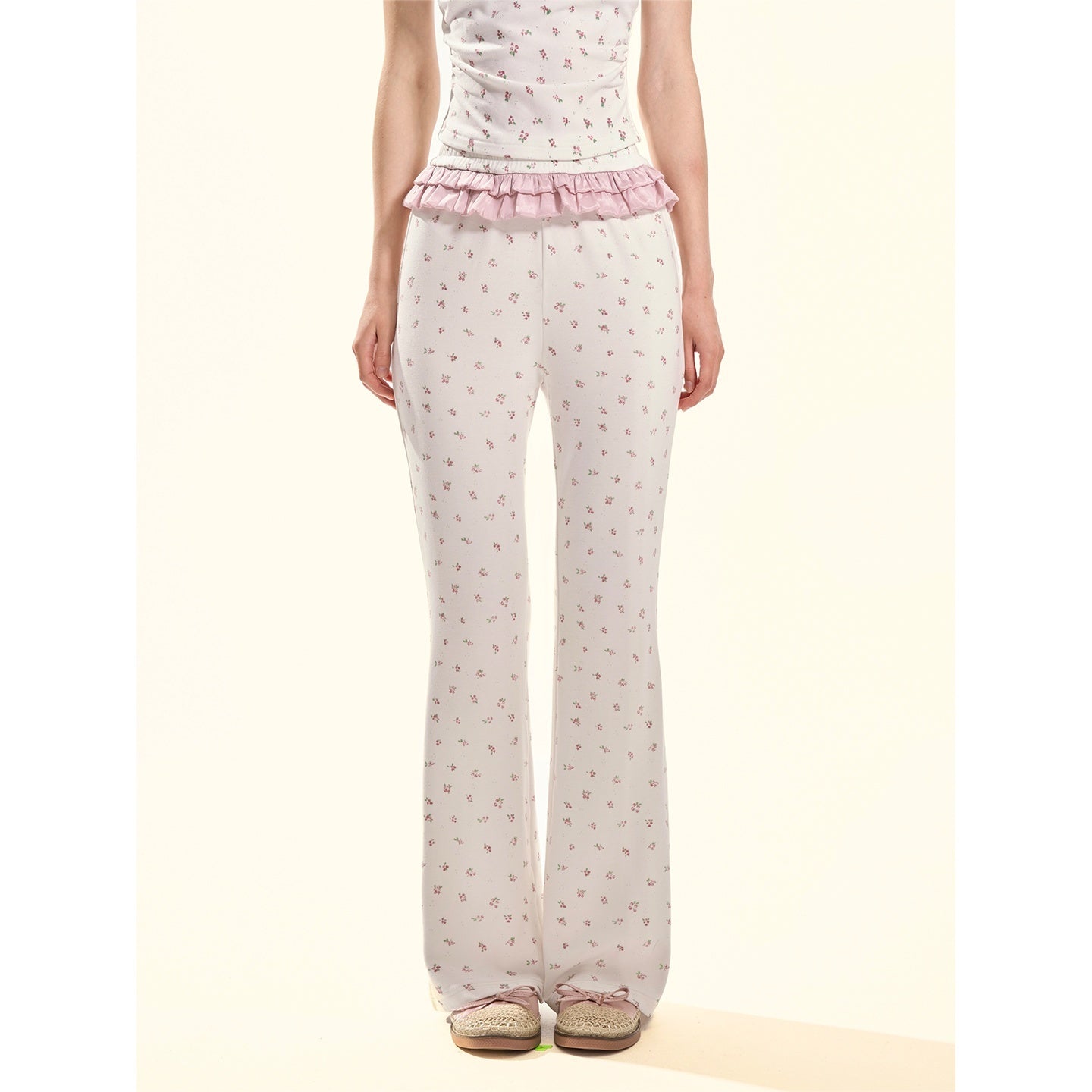 Girly_Fancy_Club_White_Ditsy_Floral_Cardigan_Camisole_Women's_Cotton_Lounge_Top_&_Pants_Sets_1008175933146_MISSTT