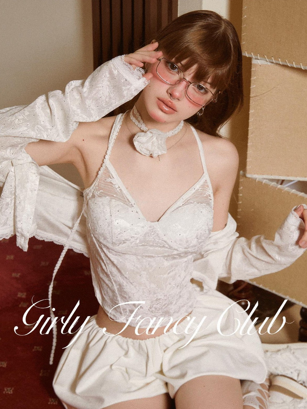 Girly Fancy Club White Girly Lace Floral Layered Handmade Women's Lace Chokers