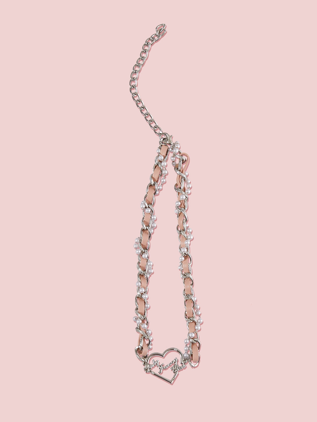 Girly_Fancy_Club_Woven_Heart_Beaded_Chain_Vintage_Logo_Girlish_Women's_Necklaces_673928567297_MISSTT