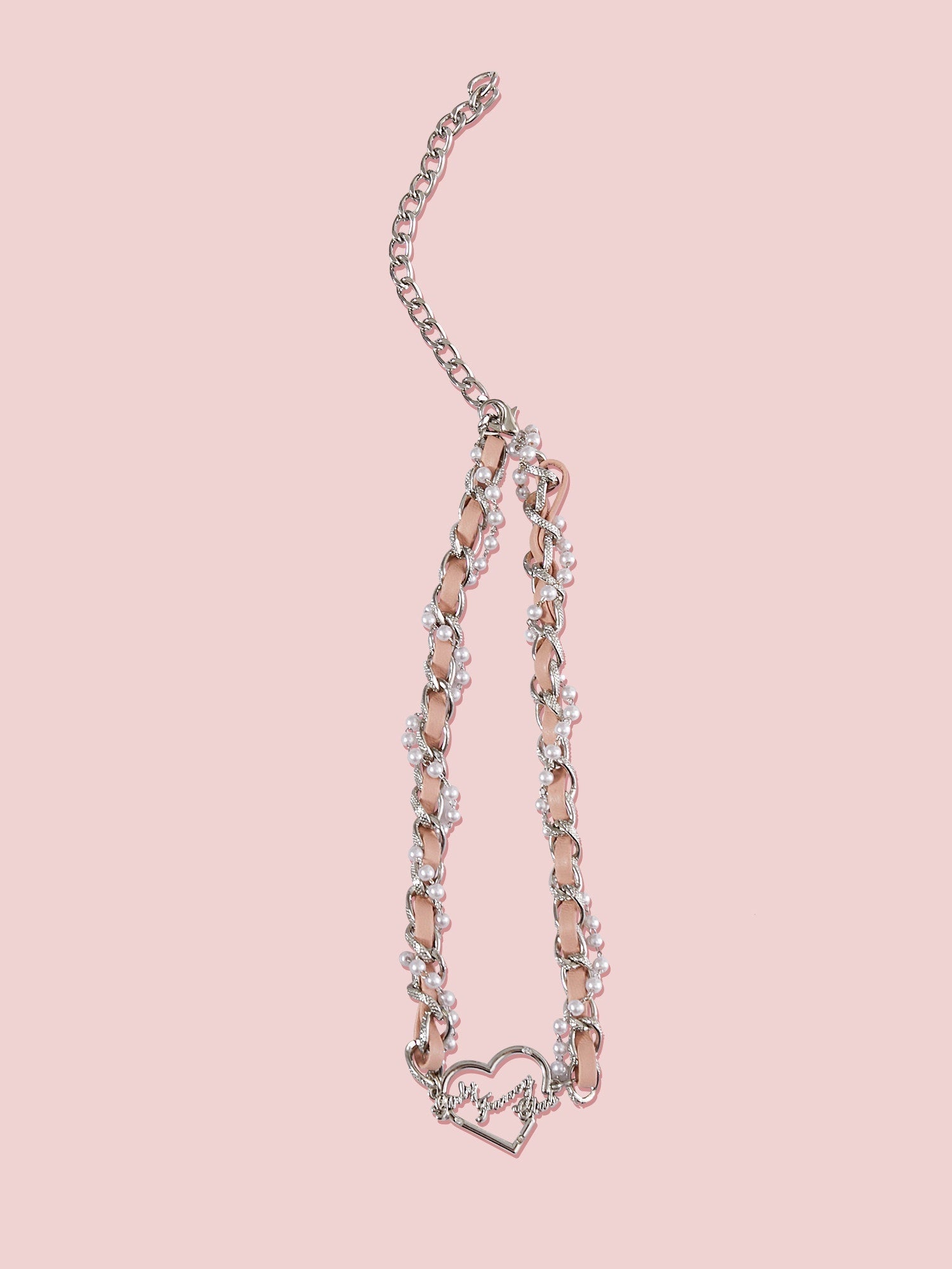 Girly_Fancy_Club_Woven_Heart_Beaded_Chain_Vintage_Logo_Girlish_Women's_Necklaces_673928567297_MISSTT
