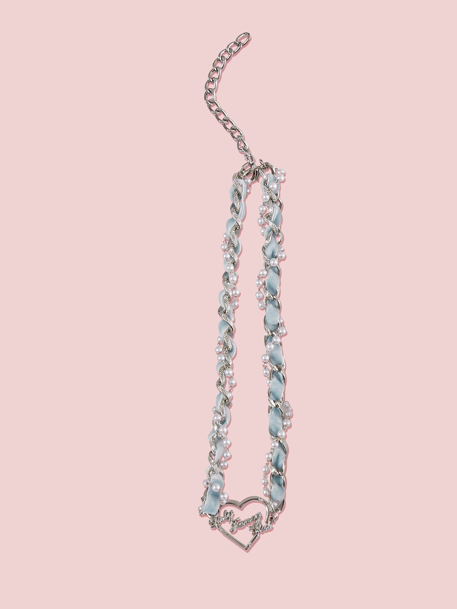 Girly_Fancy_Club_Woven_Heart_Beaded_Chain_Vintage_Logo_Girlish_Women's_Necklaces_673928567297_MISSTT