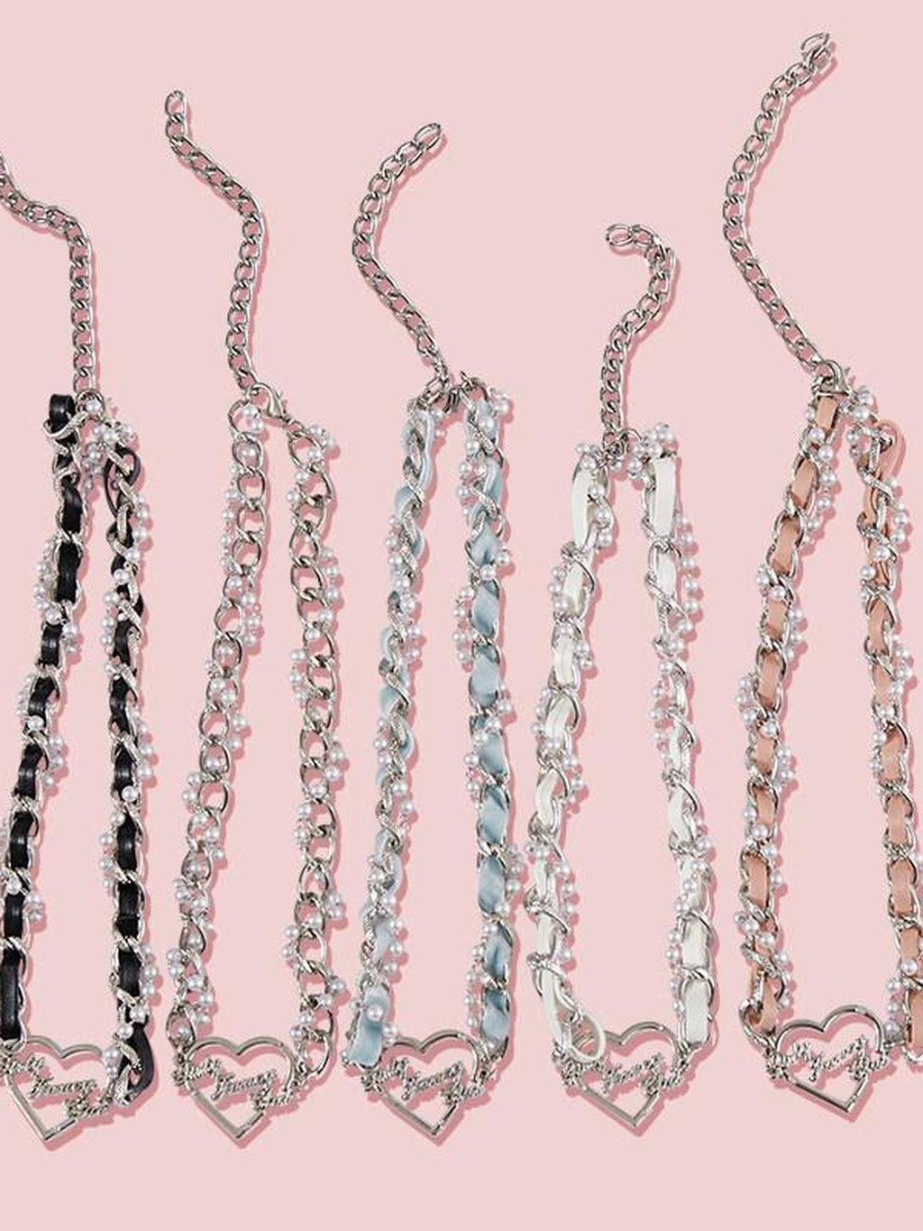 Girly Fancy Club Woven Heart Beaded Chain Vintage Logo Girlish Women's Necklaces