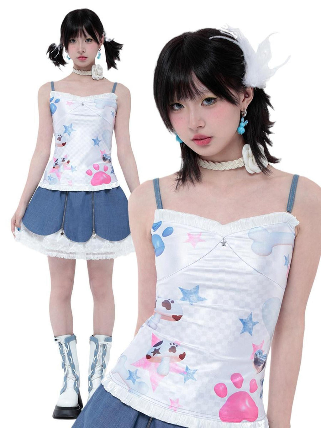 Hashtag DDD Ballet Print Y2k Workwear Women's Stretch Polyester Spandex Camisoles