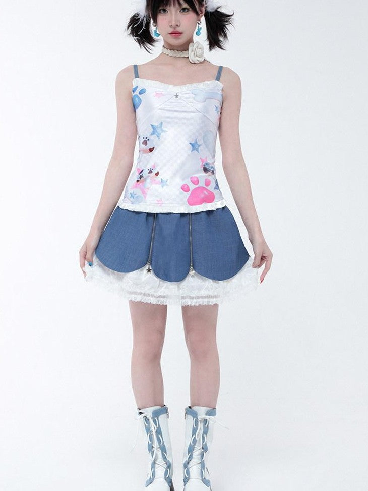 Hashtag DDD Ballet Print Y2k Workwear Women's Stretch Polyester Spandex Camisoles