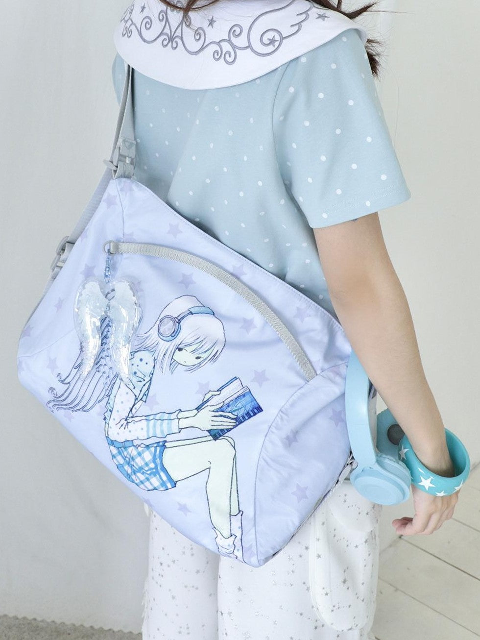 Hashtag DDD Double Sided Angel Star Octopus Grass Print Women's Large Capacity Travel Shoulder Bags