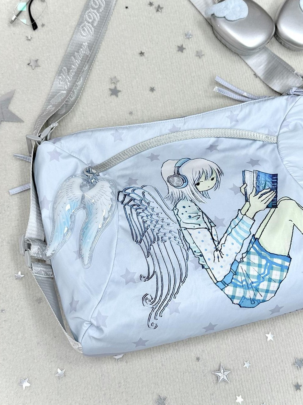 Hashtag DDD Double Sided Angel Star Octopus Grass Print Women's Large Capacity Travel Shoulder Bags