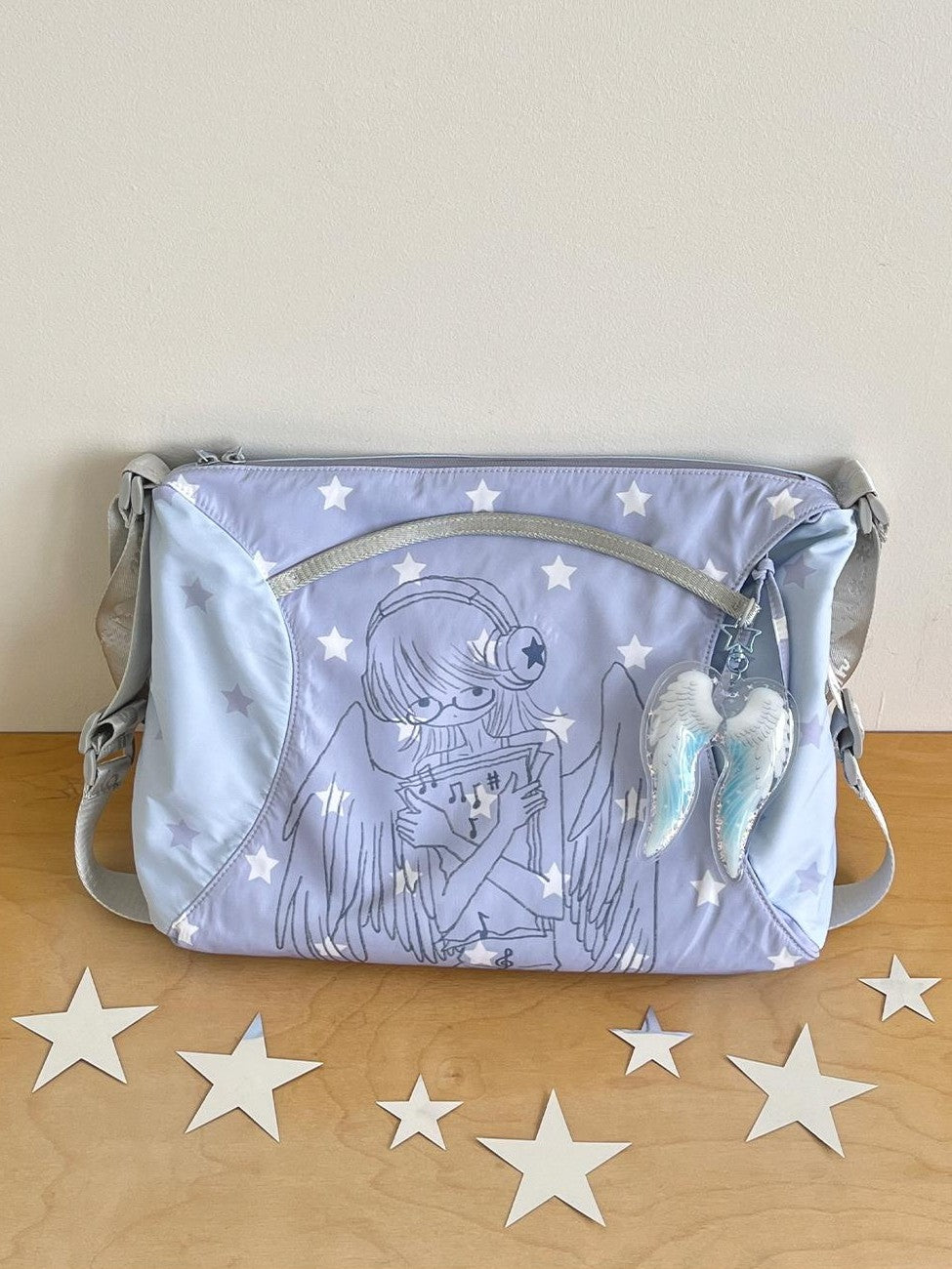 Hashtag DDD Double Sided Angel Star Octopus Grass Print Women's Large Capacity Travel Shoulder Bags