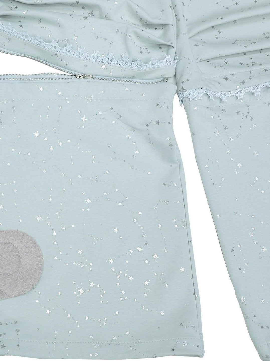 Hashtag DDD Gray Teal Silver Wing Two Way Wide Leg Women's Cotton Blend Cargo Pants
