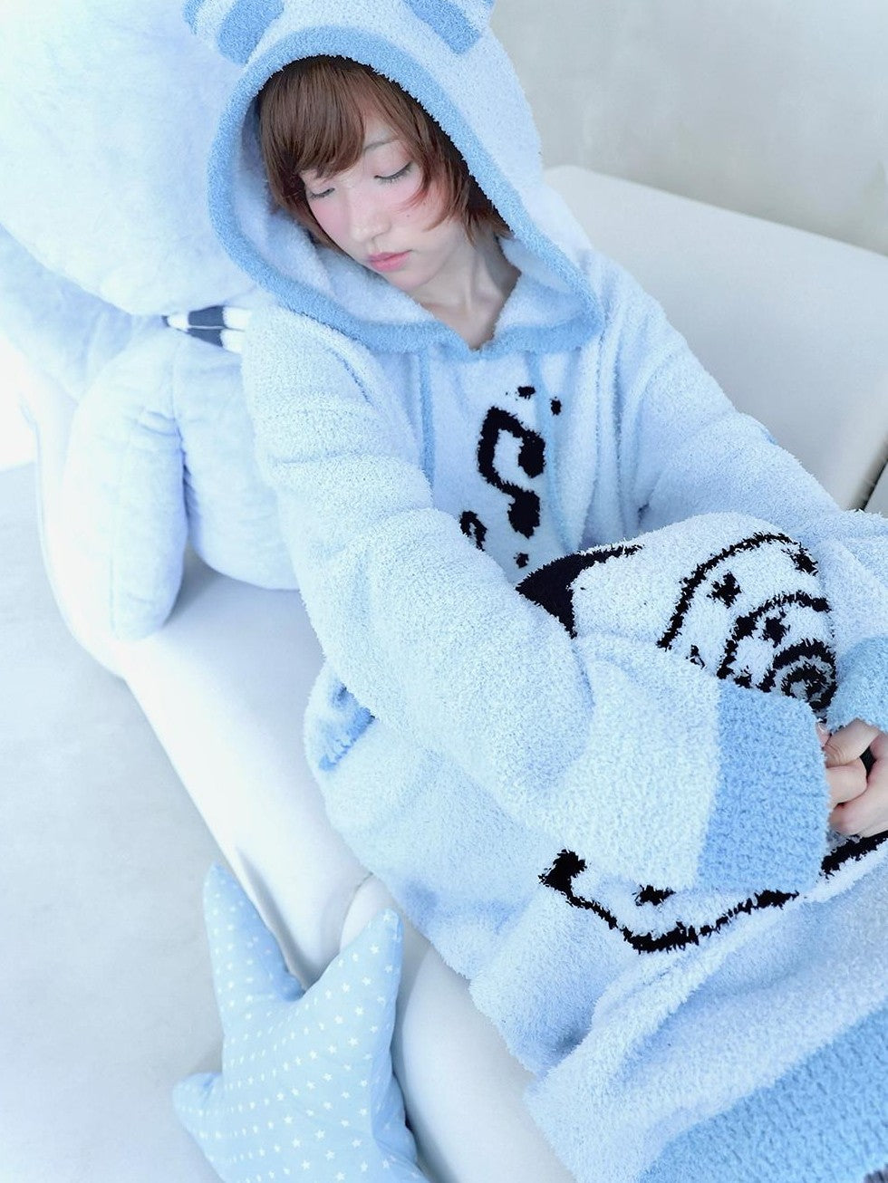 Hashtag DDD Jacquard Cartoon Hooded Long Sleeve Women's Polyester Sweaters