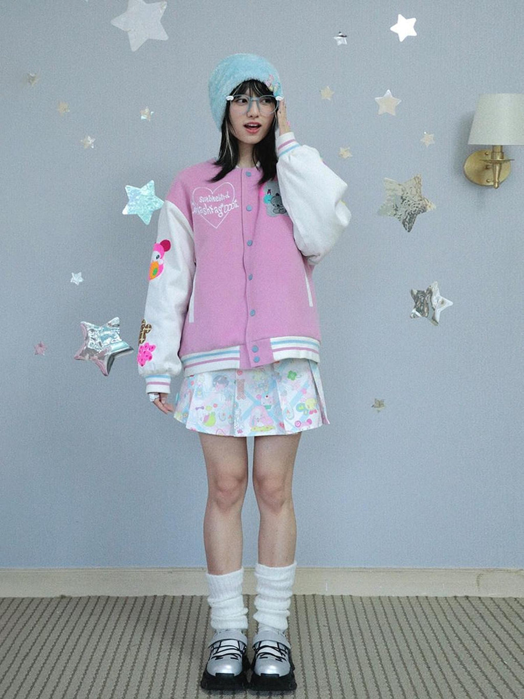 Hashtag DDD Pink Quilted Vintage Collegiate Baseball Women's Cotton Casual Jackets