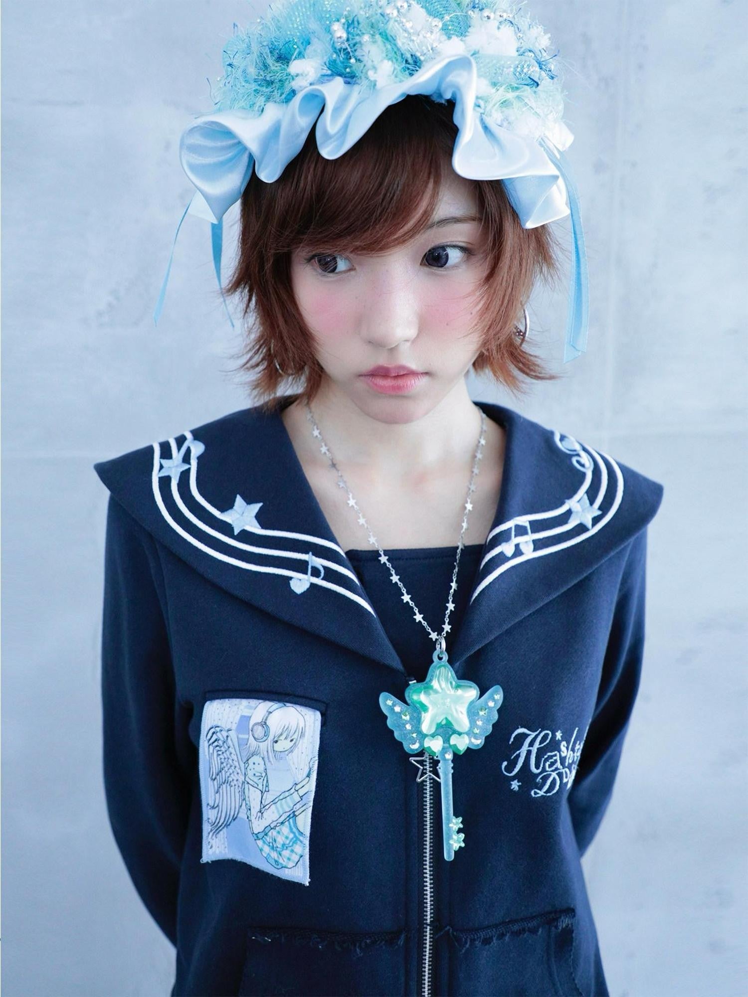 Hashtag DDD Polka Dot Embroidered Sailor Women's Cotton Zippered Short Cardigans