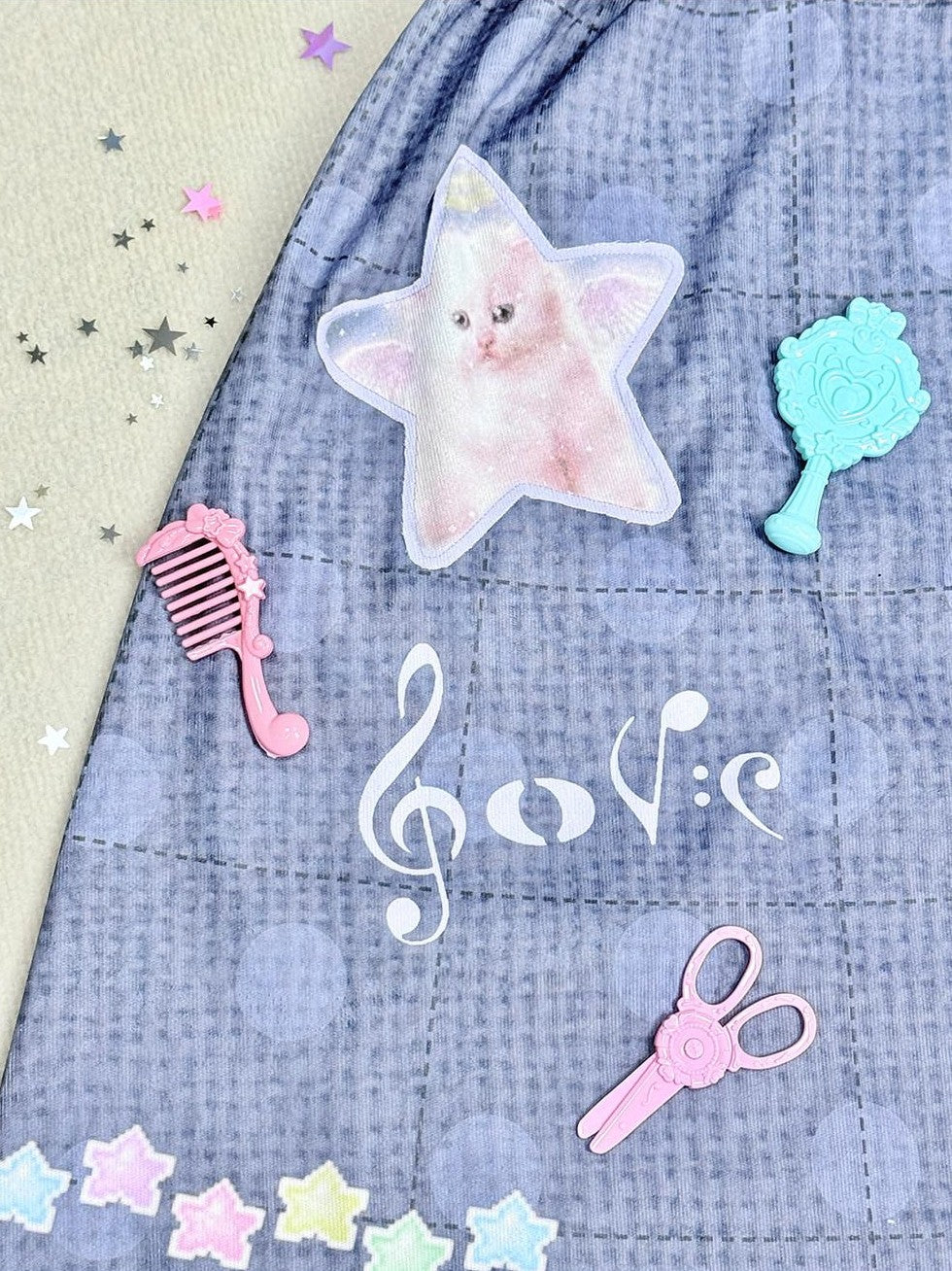 Hashtag DDD Polka Dot Patchwork Pockets Women's Polyester Faux Linen A-line Skirts