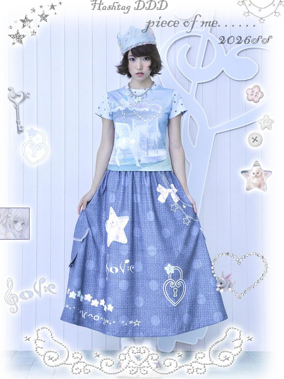 Hashtag DDD Polka Dot Patchwork Pockets Women's Polyester Faux Linen A-line Skirts