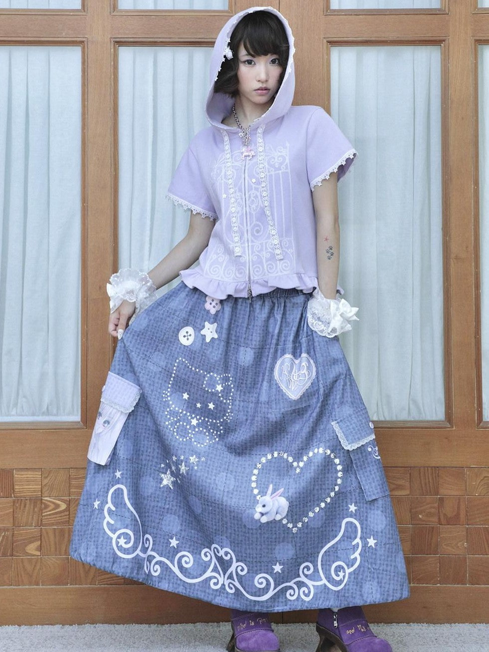 Hashtag DDD Polka Dot Patchwork Pockets Women's Polyester Faux Linen A-line Skirts