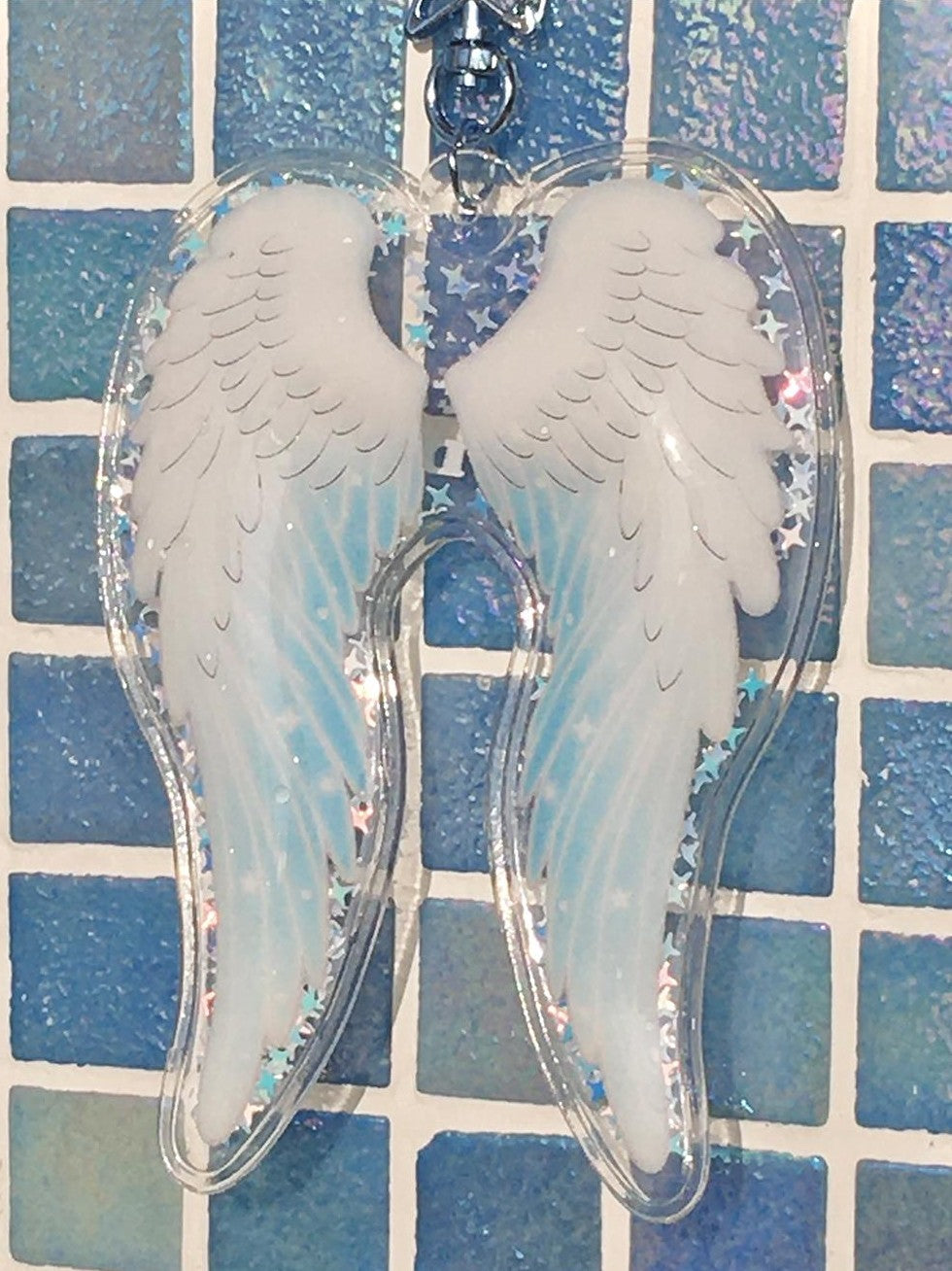 Hashtag DDD Pvc Transparent Angel Wings Sequin Inflatable Women's Keychains