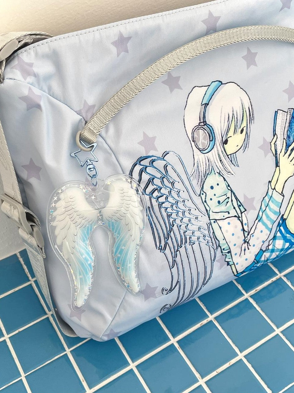Hashtag DDD Pvc Transparent Angel Wings Sequin Inflatable Women's Keychains
