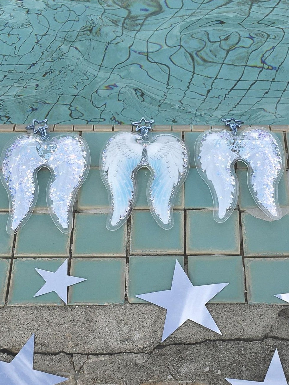 Hashtag DDD Pvc Transparent Angel Wings Sequin Inflatable Women's Keychains