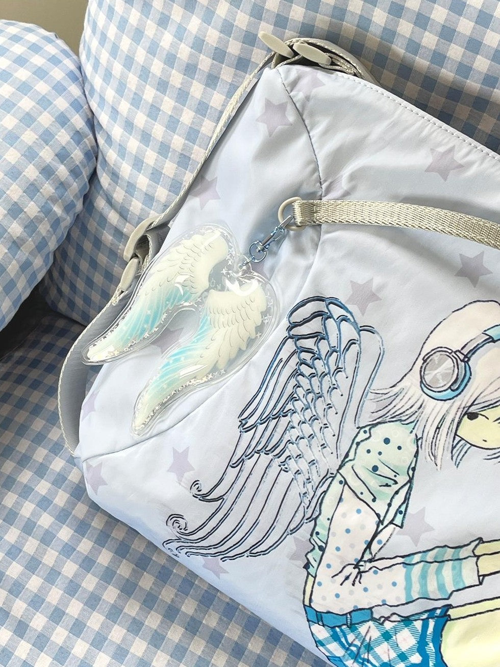Hashtag DDD Pvc Transparent Angel Wings Sequin Inflatable Women's Keychains