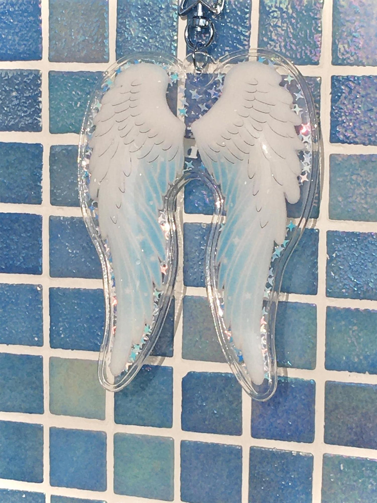 Hashtag DDD Pvc Transparent Angel Wings Sequin Inflatable Women's Keychains