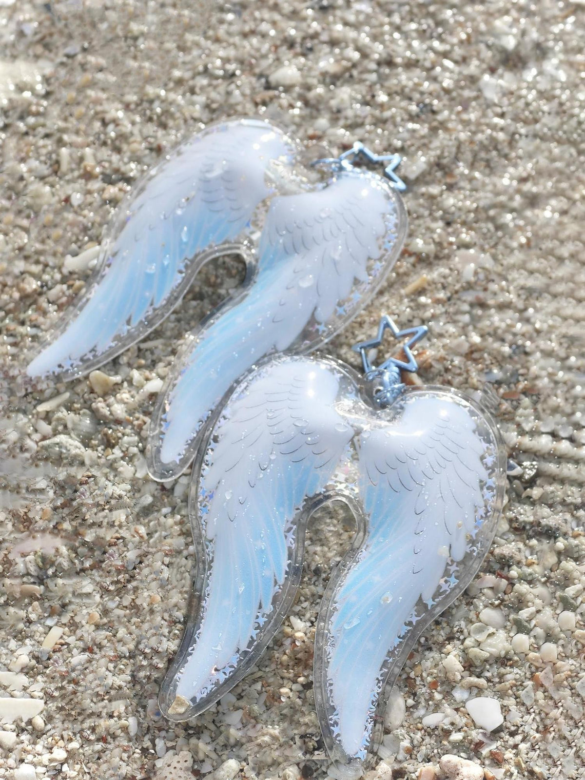 Hashtag DDD Pvc Transparent Angel Wings Sequin Inflatable Women's Keychains