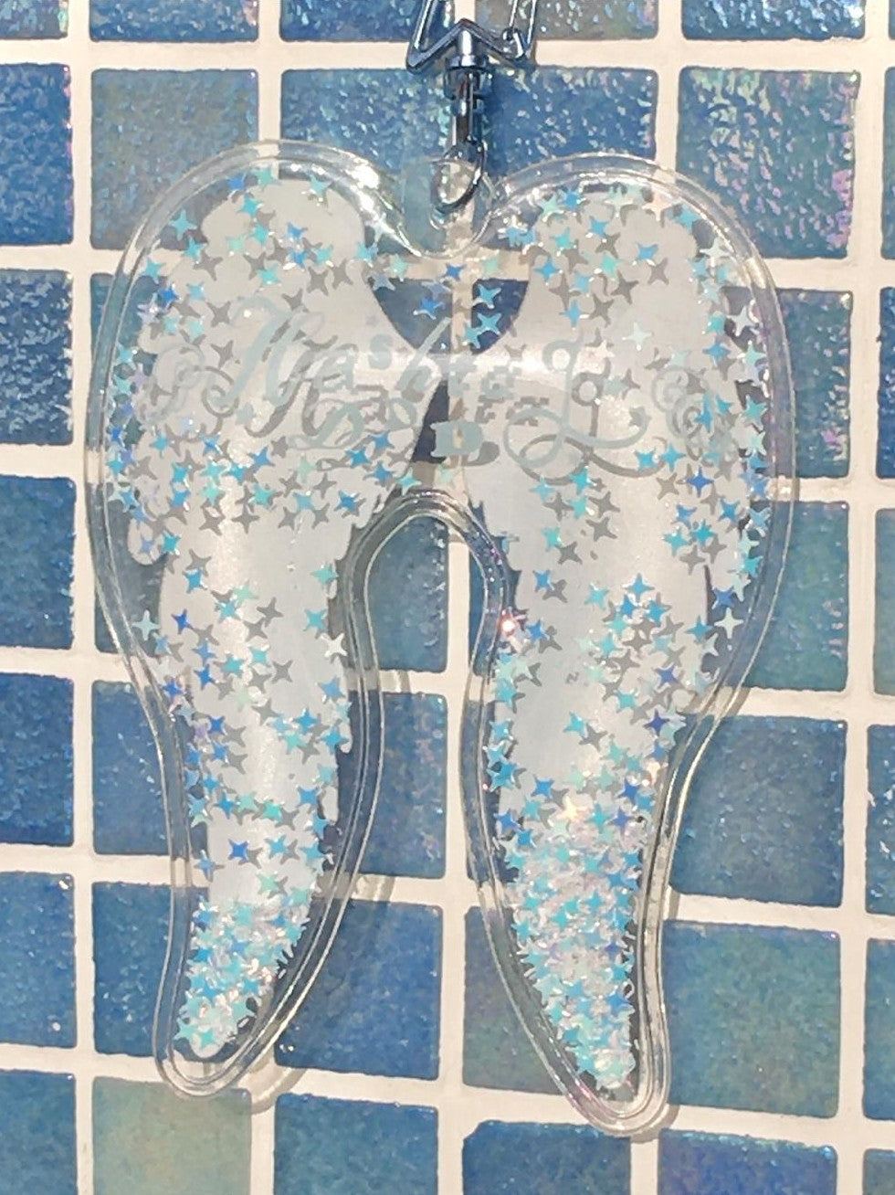 Hashtag DDD Pvc Transparent Angel Wings Sequin Inflatable Women's Keychains