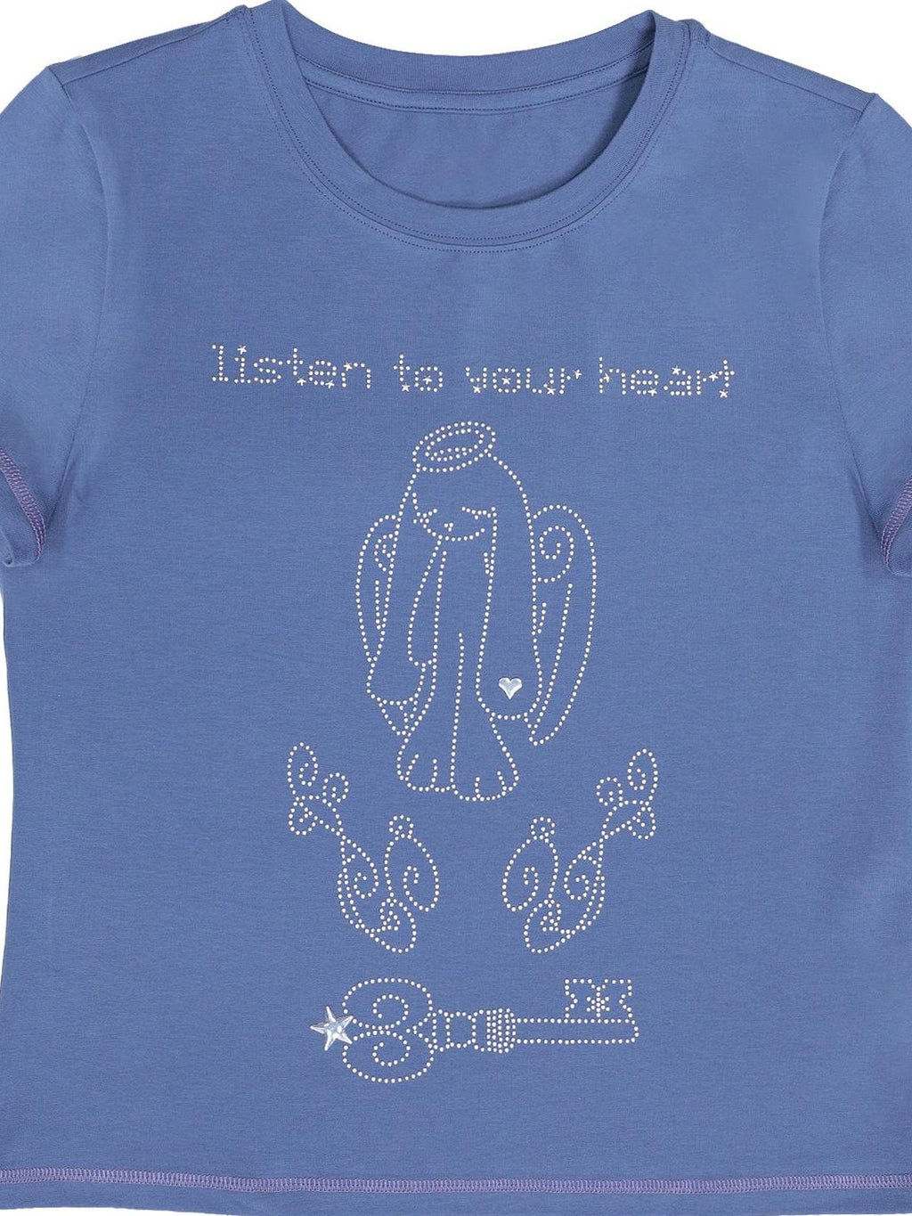 Hashtag DDD Rhinestone Angel Bunny Round Neck Cotton Women's Short Sleeve T-shirts