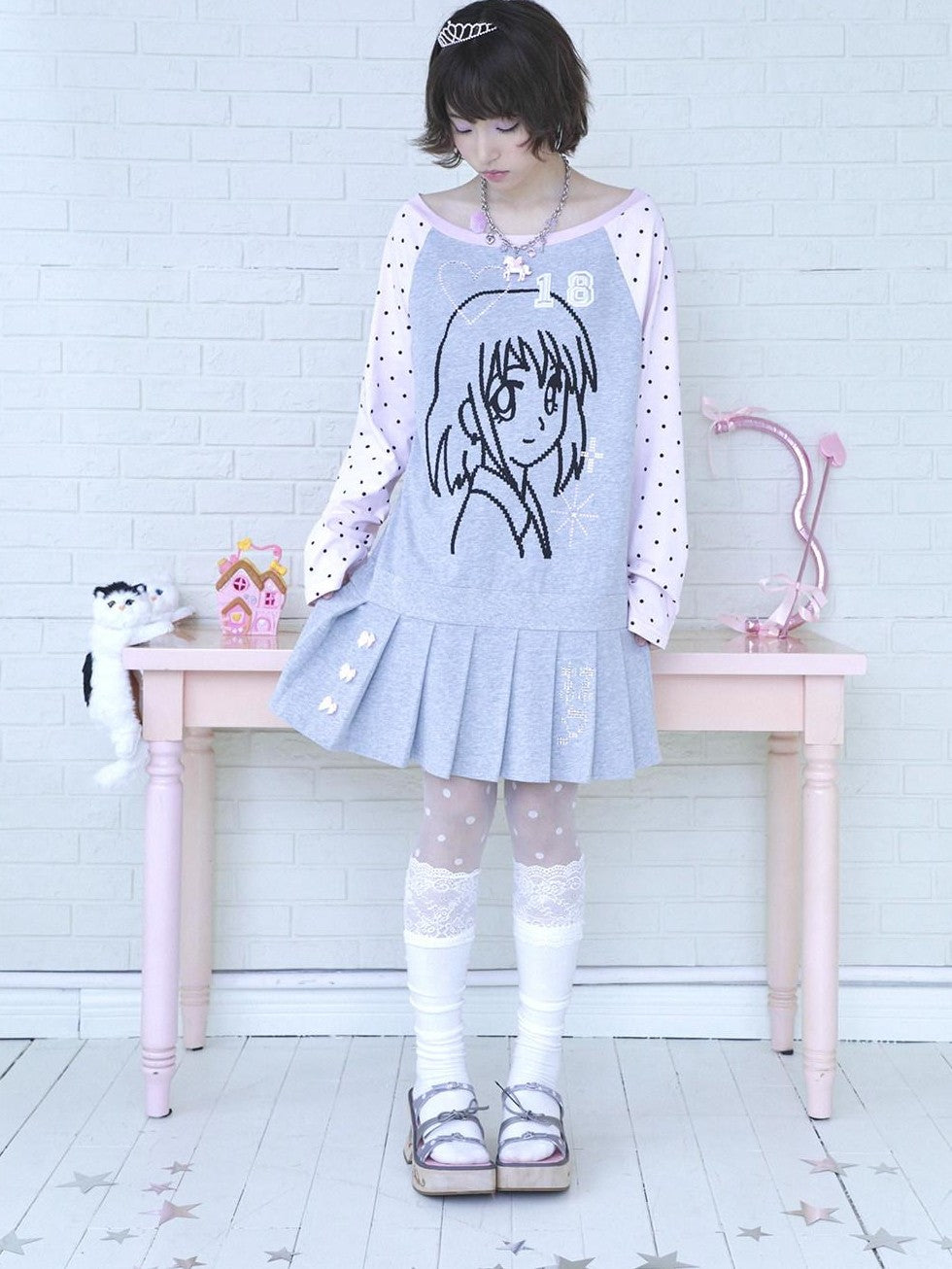 Hashtag DDD Rhinestone Pixel Off Shoulder Pleated Women's Cotton Casual Mini Dresses