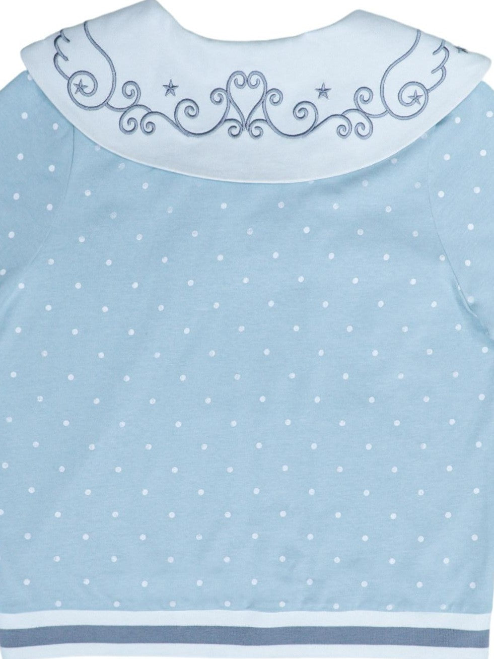 Hashtag DDD Sailor Polka Dot Embroidered Zipper Women's Cotton Short Sleeve T-shirts