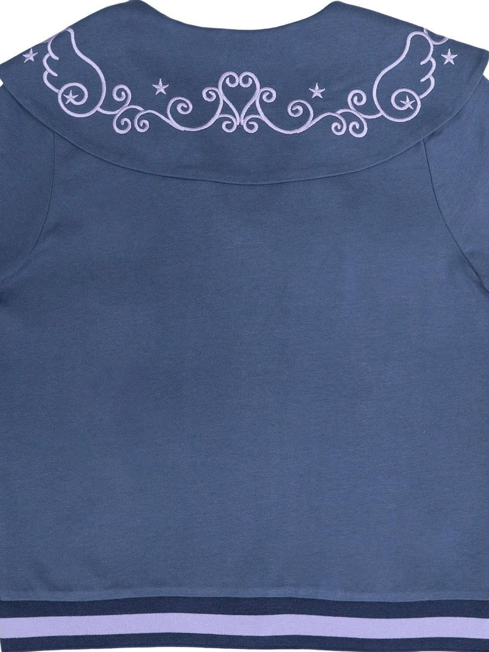 Hashtag DDD Sailor Polka Dot Embroidered Zipper Women's Cotton Short Sleeve T-shirts