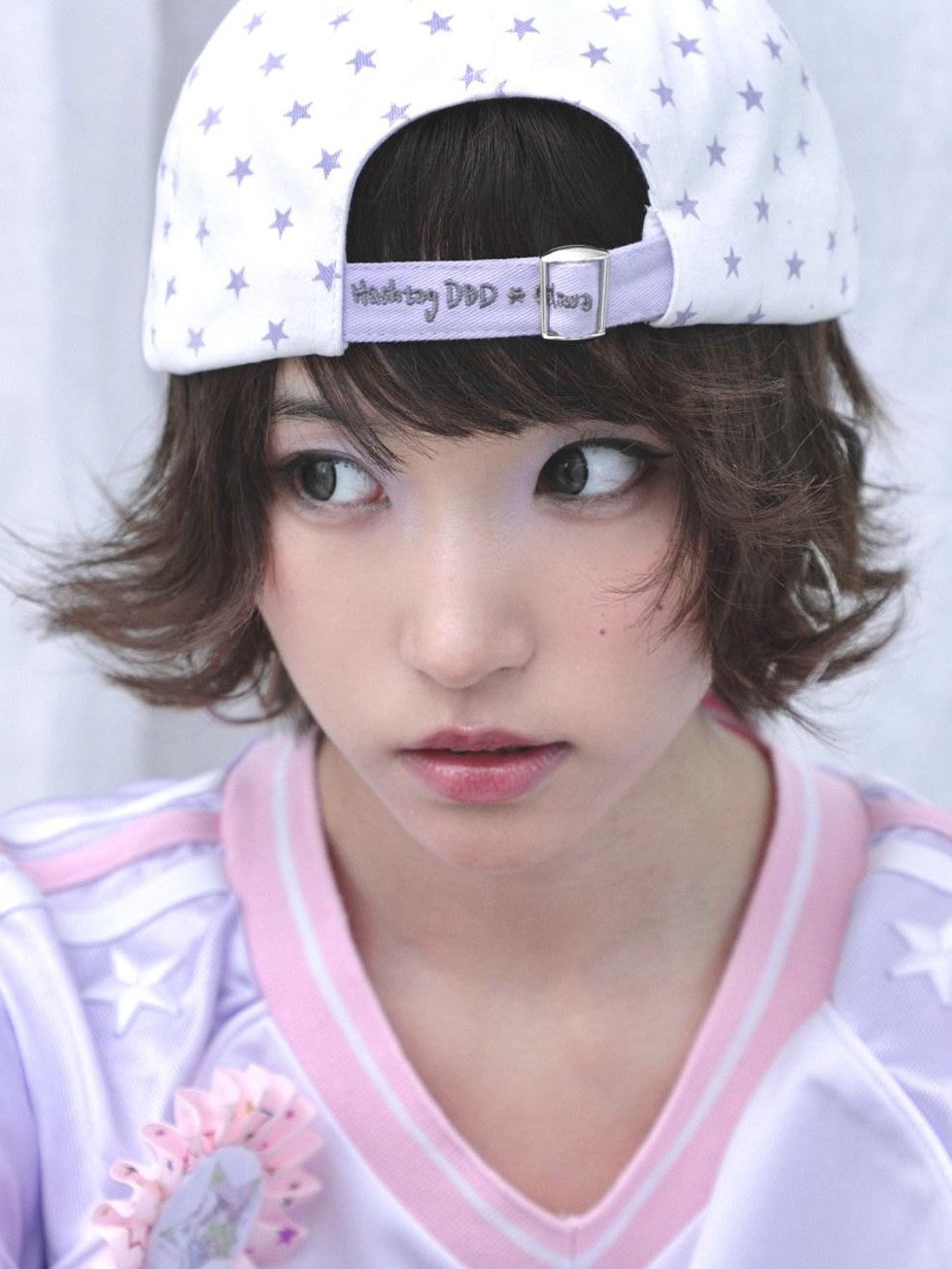 Hashtag DDD Star Pattern Soft Round Top Women's Cotton White Purple Baseball Caps