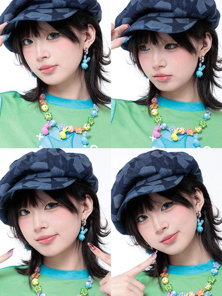 Hashtag DDD Vibrant Colorful Retro Kawaii Playful Rabbit Women's Earrings
