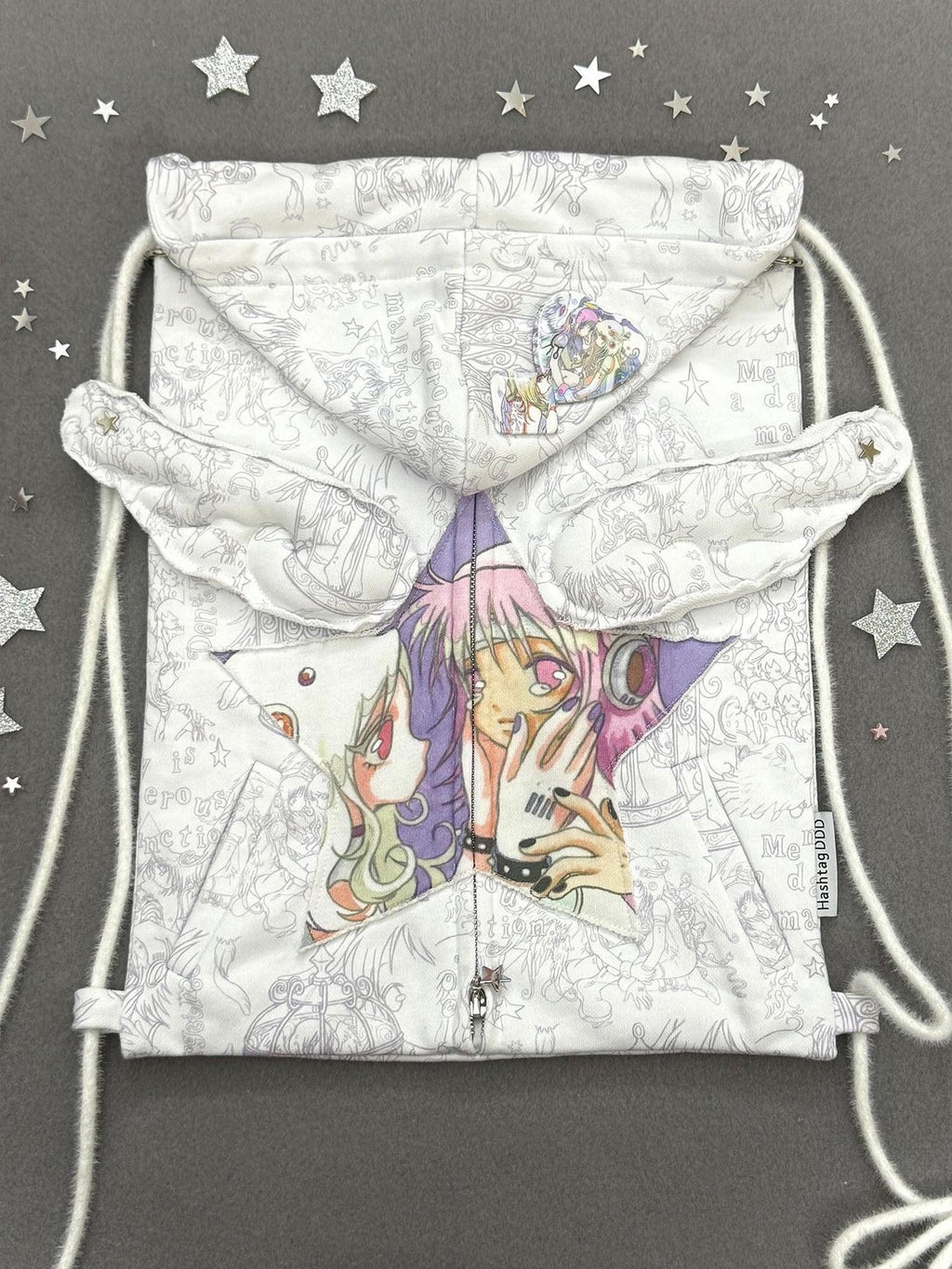 Hashtag DDD White Light Green Padded Angel Wings Women's Cotton Filled Brooches