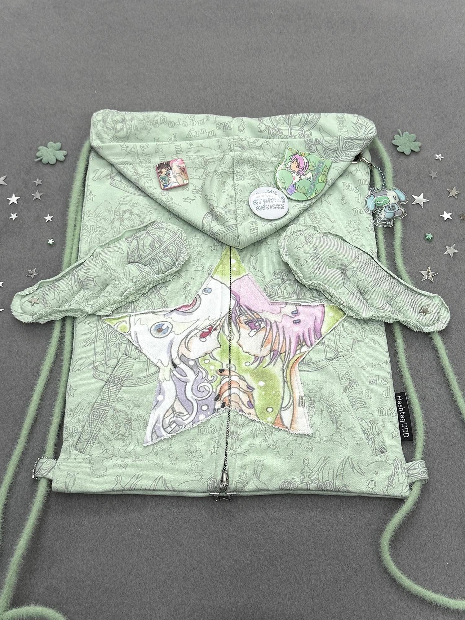 Hashtag DDD White Light Green Padded Angel Wings Women's Cotton Filled Brooches