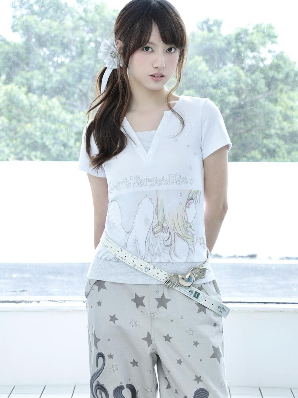 Hashtag DDD Y2k Dreamcore Angel Silver Foil Print Layered Women's Cotton Short Sleeve T-shirts