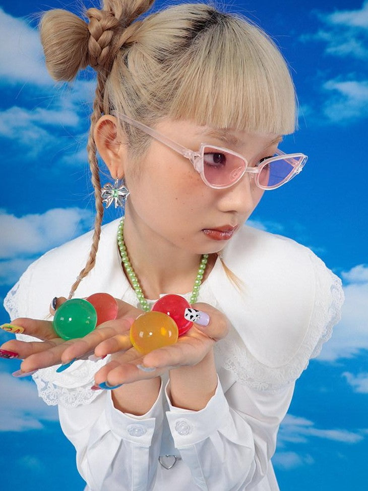 Hashtag DDD Y2k Retro 3d Printed Sweet Niche Trendy Women's Uv Protection Sunglasses