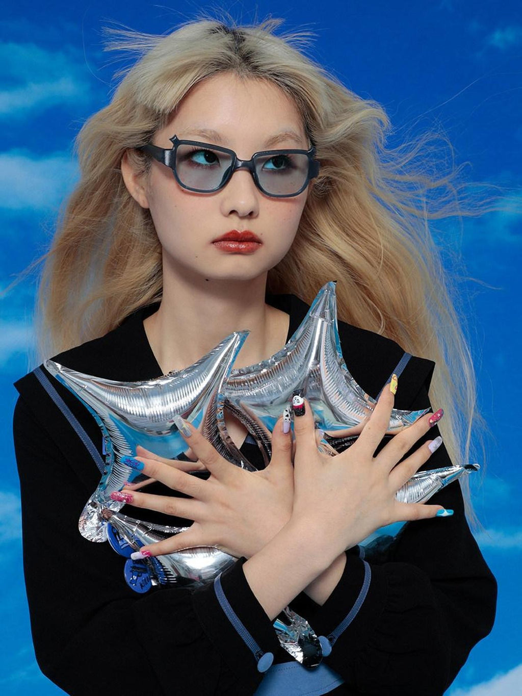 Hashtag DDD Y2k Sweet Retro 3d Printed Iridescent Sun Protective Niche Women's Sunglasses