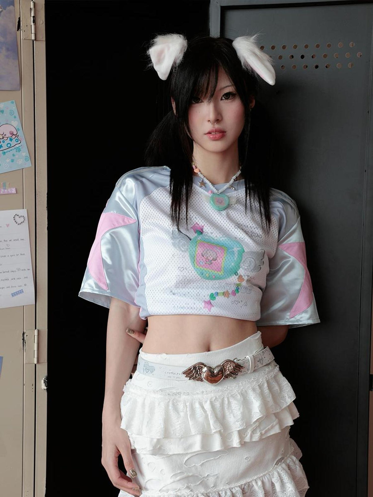 Hashtag DDD Y2k Winged Heart Angel White Pu Leather Hip Hop Women's Belts