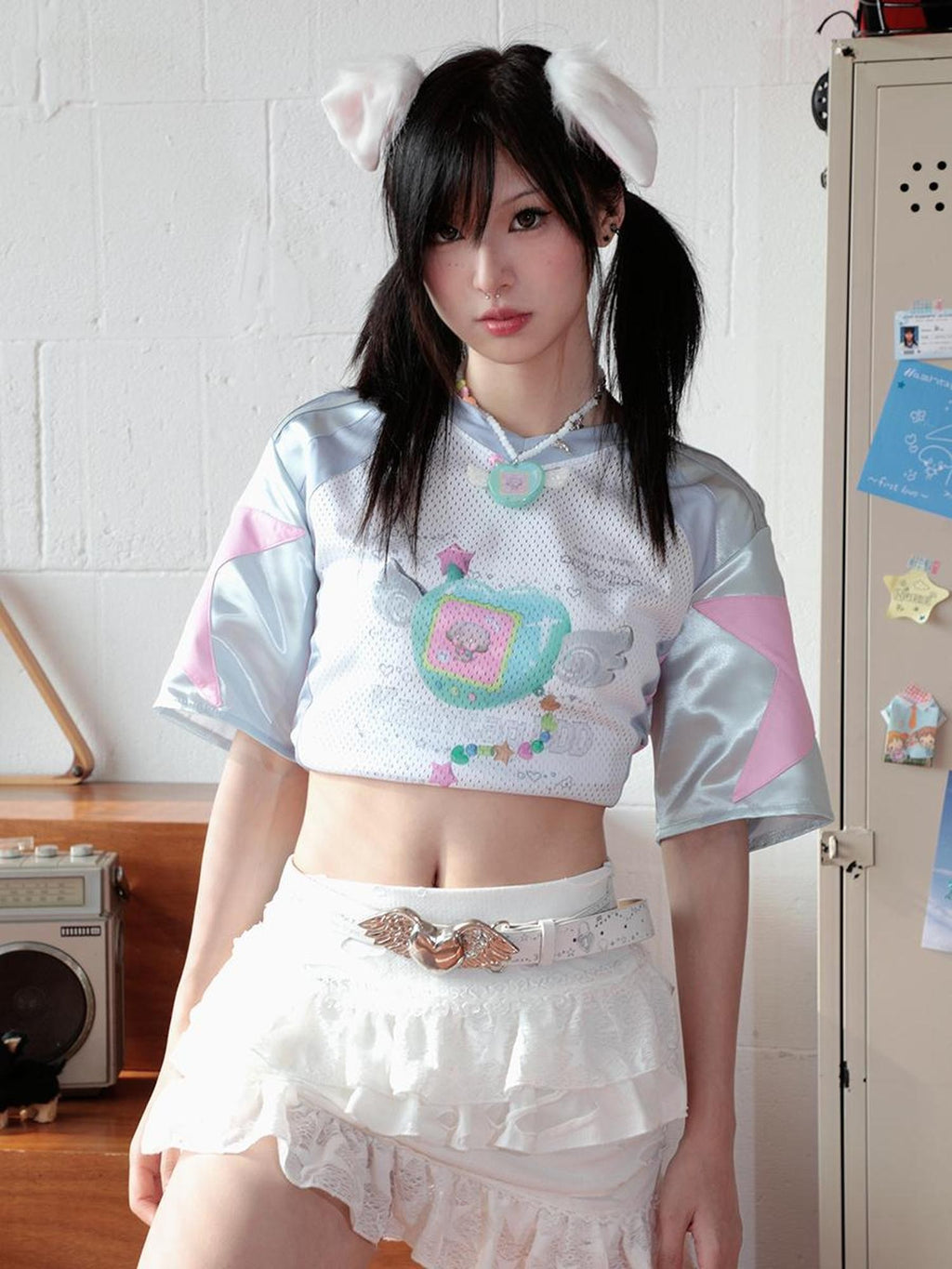 Hashtag DDD Y2k Winged Heart Angel White Pu Leather Hip Hop Women's Belts