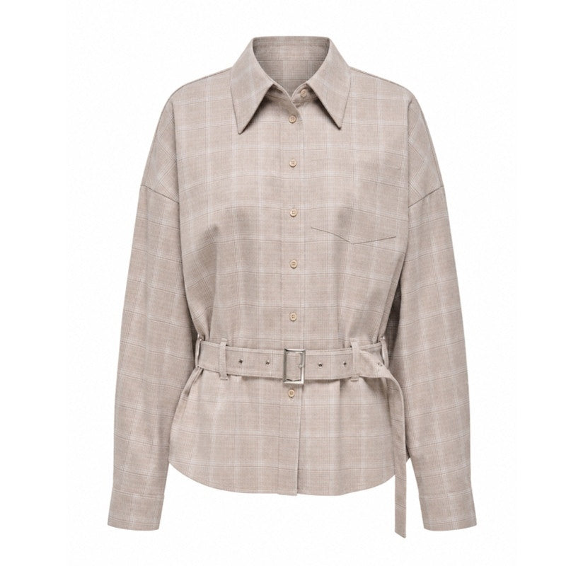 Hypoekai_Brown_Check_Belted_Waist_Relaxed_Fit_Slimming_Women's_Overshirts_1070640496453_MISSTT