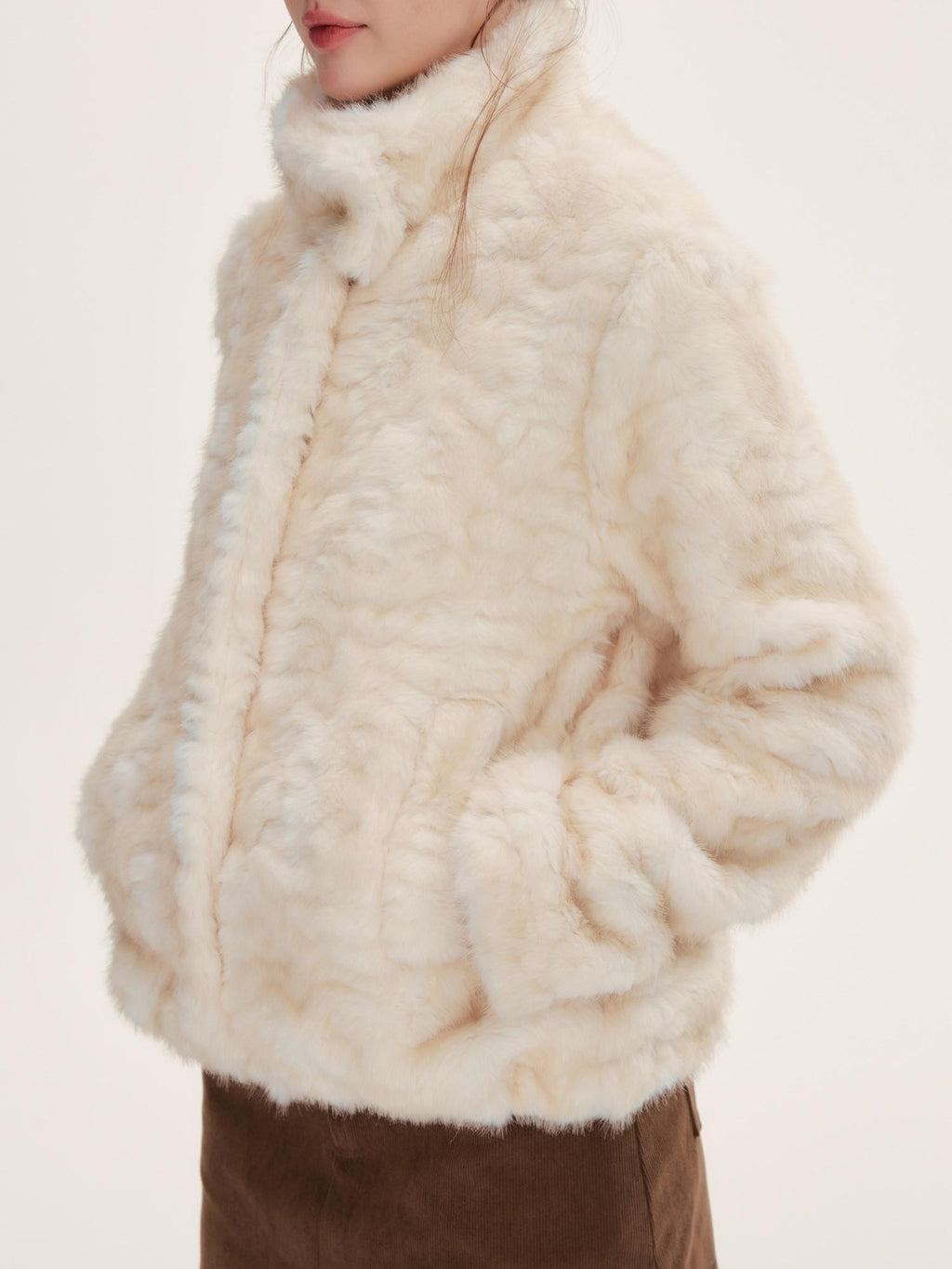 Hypoekai Cute Faux Fur Fleece Long Sleeve Thick Women's Polyester Cropped Jackets