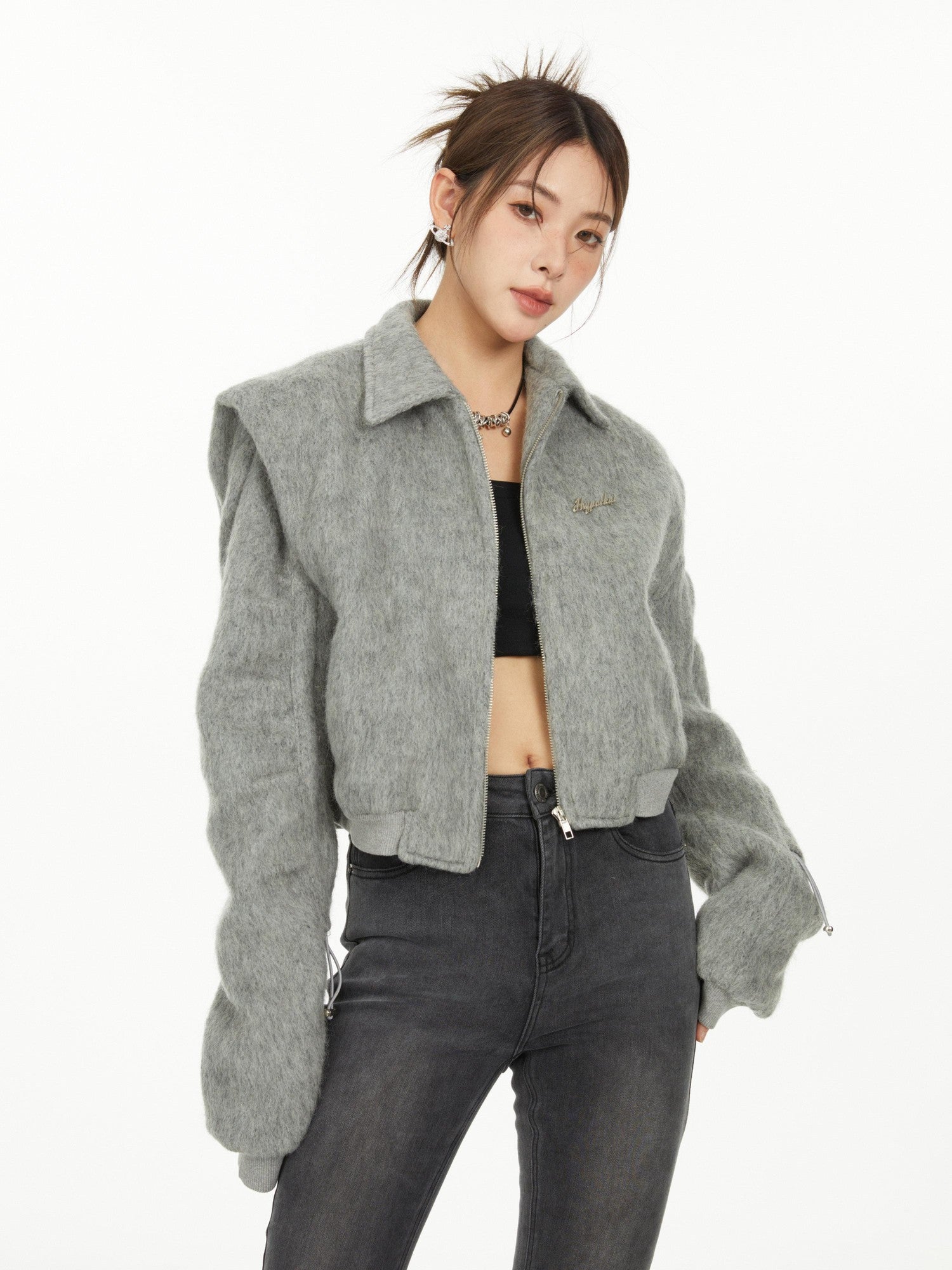 Hypoekai Fluffy Boxy Short Casual Versatile Women's Faux Fur Cropped Jackets