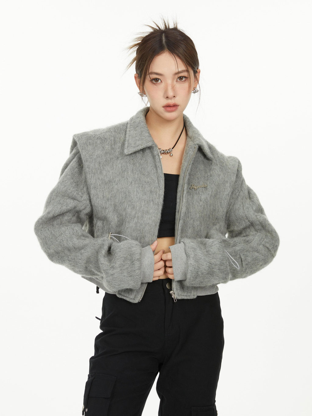 Hypoekai Fluffy Boxy Short Casual Versatile Women's Faux Fur Cropped Jackets