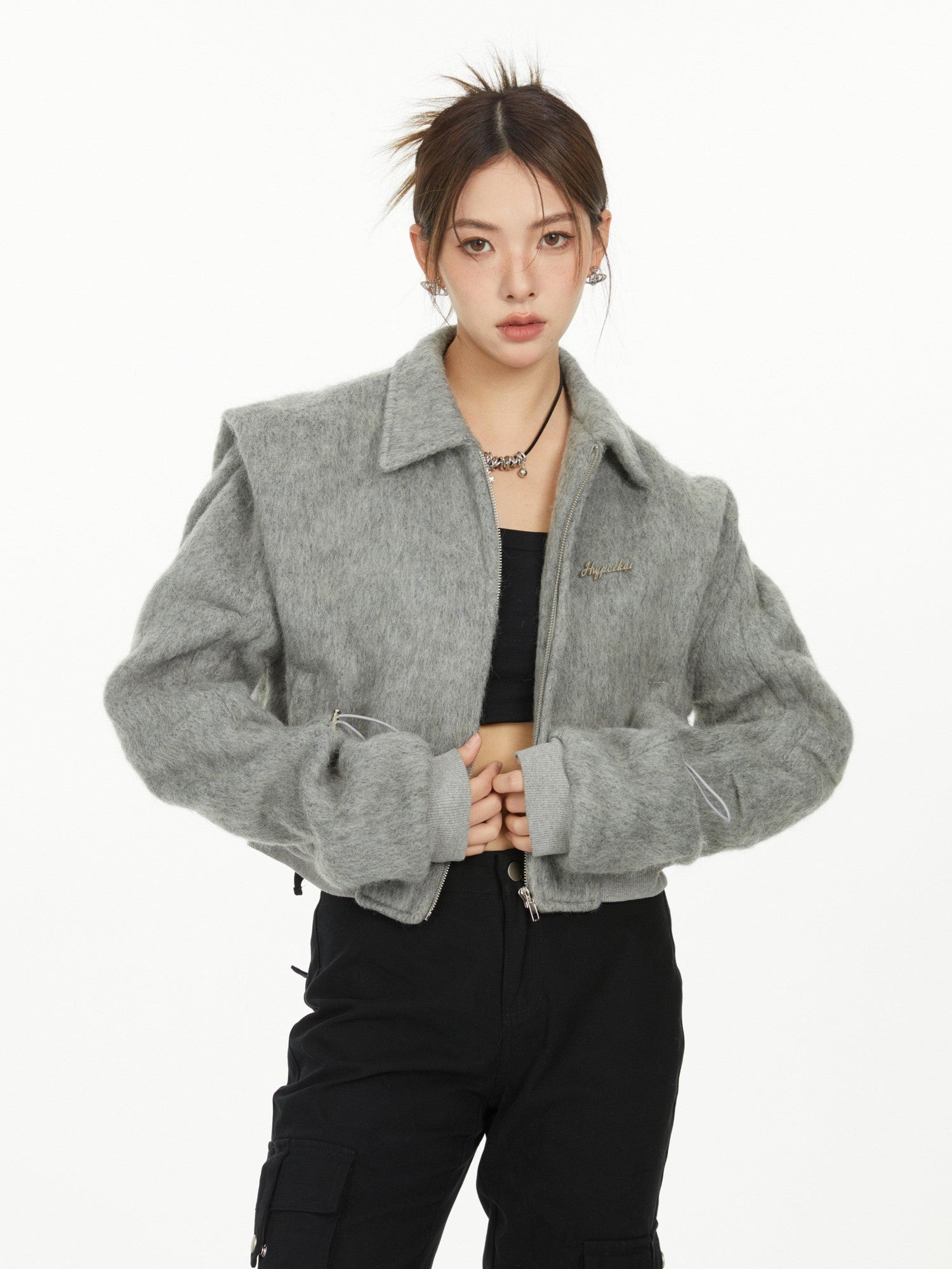Hypoekai Fluffy Boxy Short Casual Versatile Women's Faux Fur Cropped Jackets