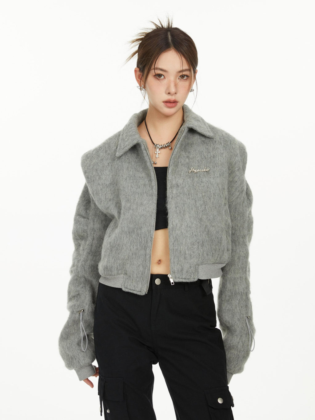 Hypoekai Fluffy Boxy Short Casual Versatile Women's Faux Fur Cropped Jackets